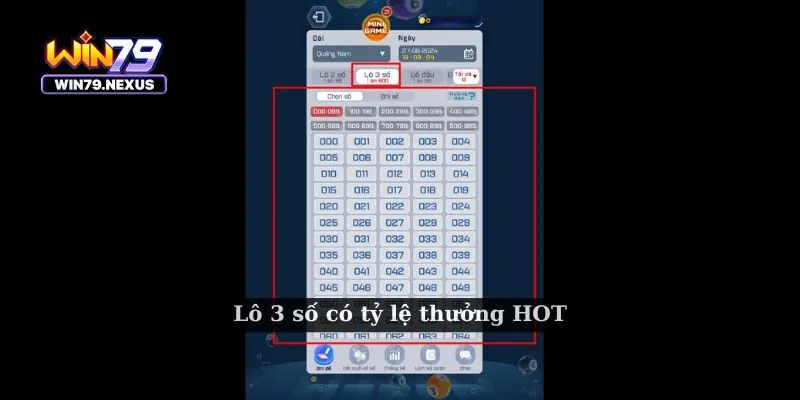 1 ăn 900 với lô 3 số tại xổ số Win79
